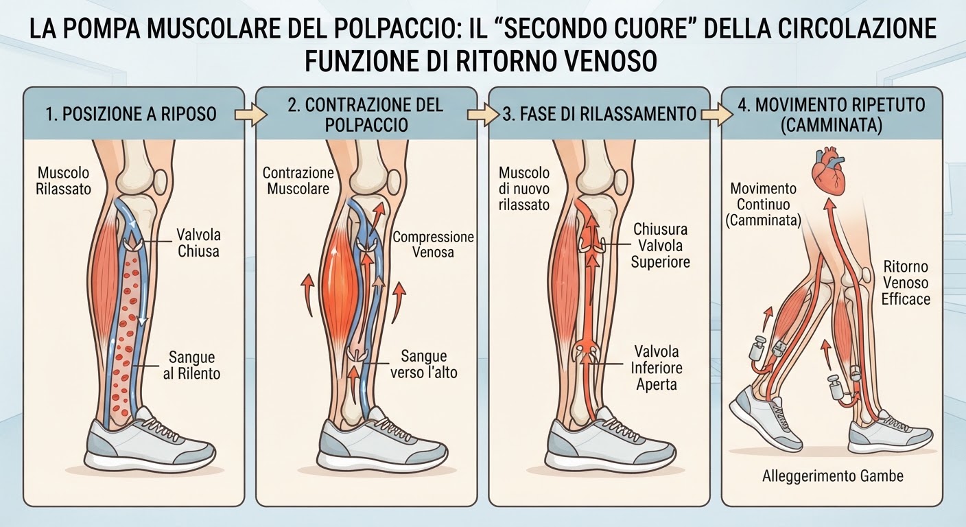 il secondo cuore sono i polpacci importanti per la circolazione sanguigna e linfatica